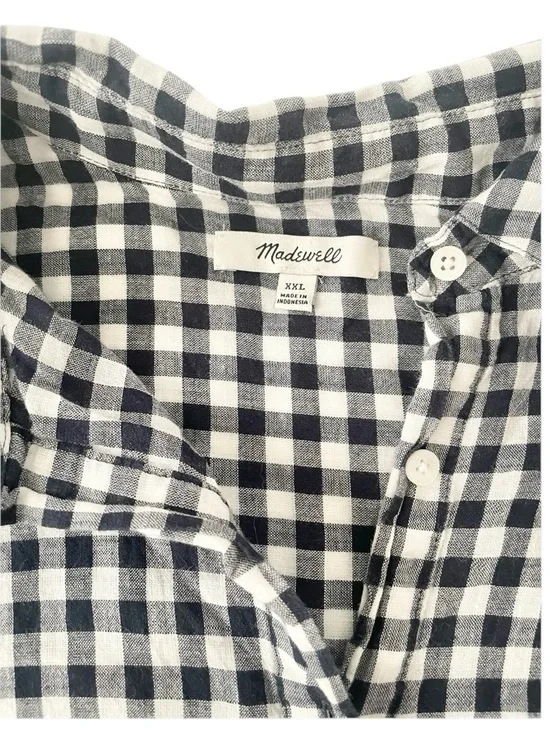Madewell Gingham popover gauzy blouse 100% cotton women’s XXL casual summer boho - Picture 6 of 6